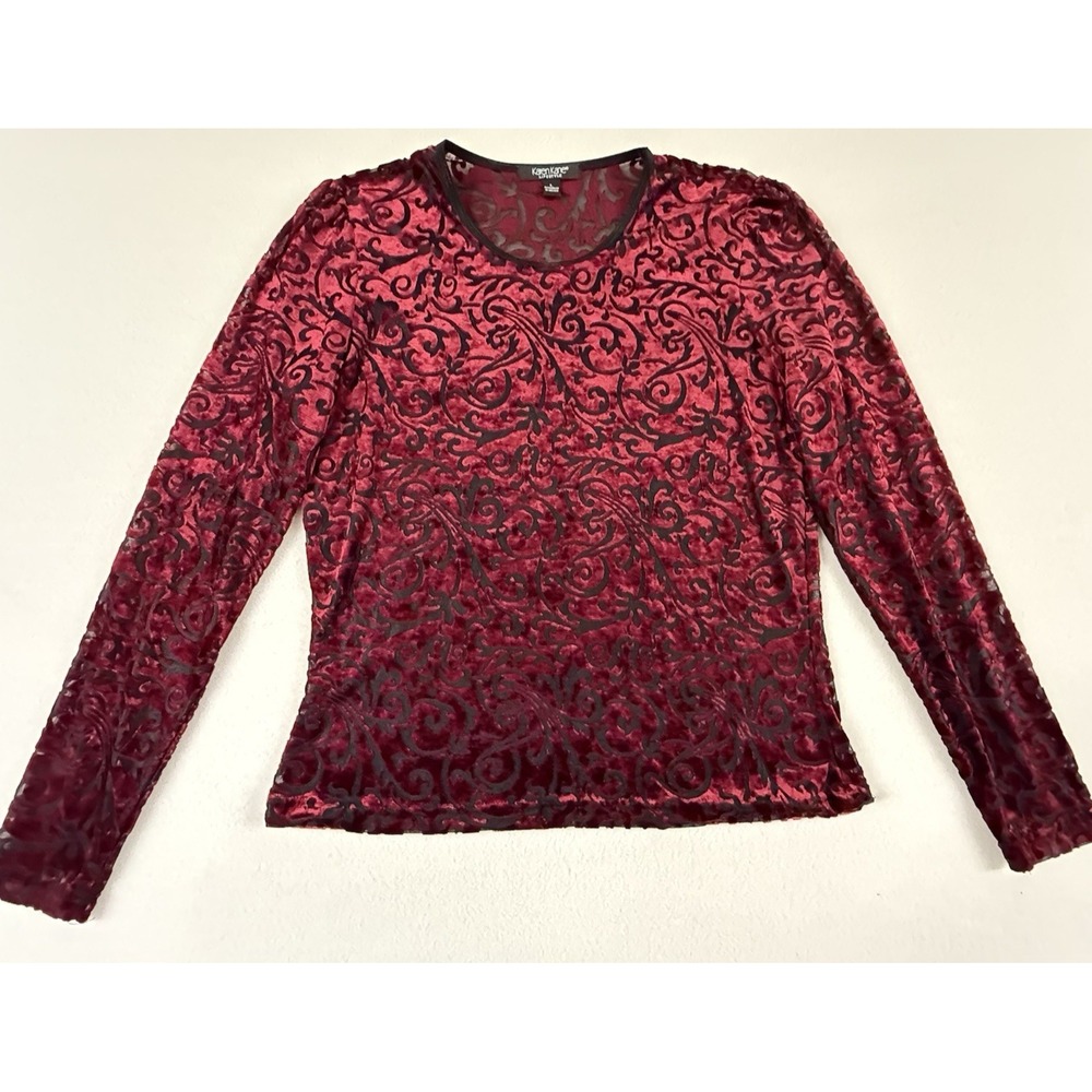 Vtg Burnout Velvet Top Womens LRG Sheer Wicked Romantic Goth‎ Whimsigoth Vamp
